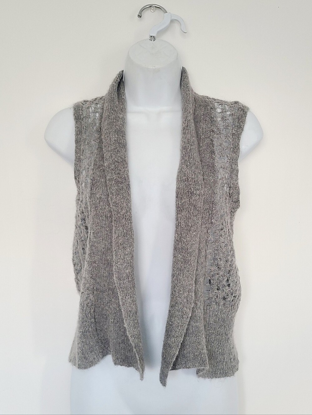 Gray Open-Front Women's Sweater Vest